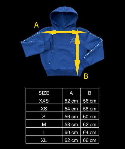 Blau Gopo Bestickter Hoodie