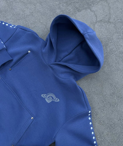 Blau Gopo Bestickter Hoodie