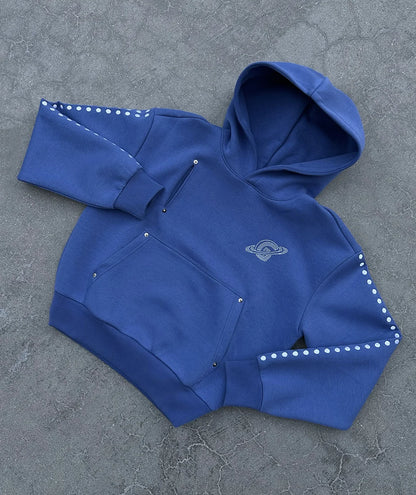 Blau Gopo Bestickter Hoodie